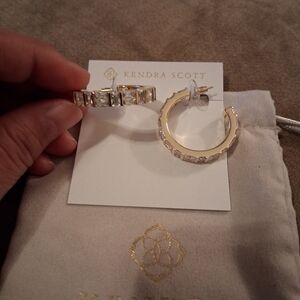 Kendra Scott Jaime Gold Hoop Earrings with Clear Accents